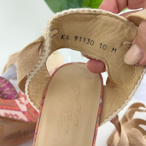 Theodora & Callum Stuart Weitzman Platform Espadrille Wedge Sandal Pink Size 10 - Picture 16 of 16